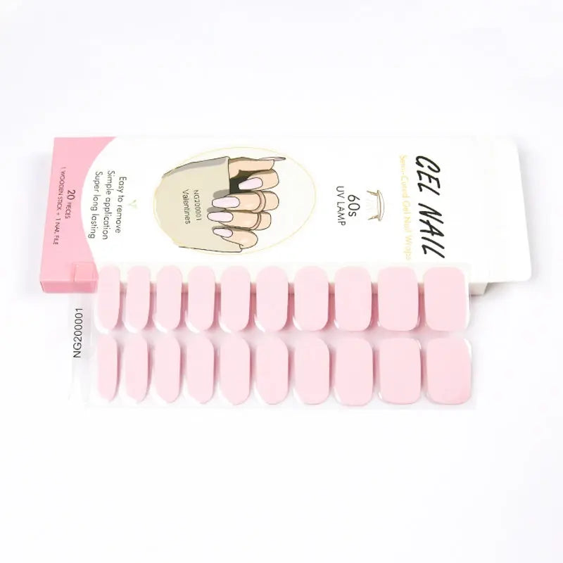 Wholesale Nail Wraps Semi Cured Gel Nails Solid Color Nails, Elegant Pink HUIZI