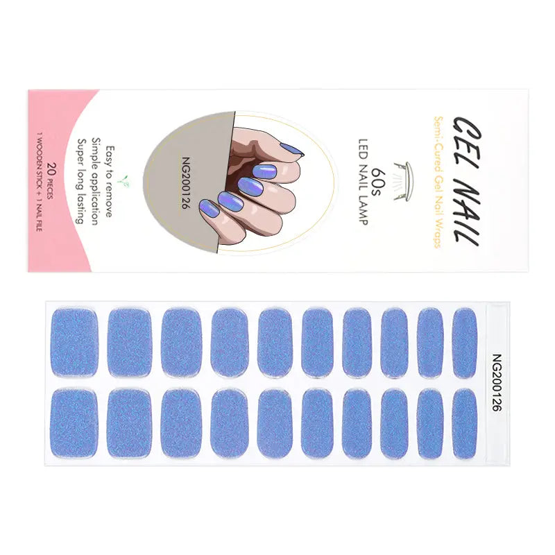 Wholesale Nail Wraps Semi Cured Nail Strips Holographic Nails, Blue Sky HUIZI