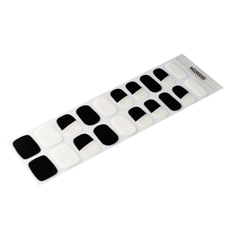 Wholesale Semi Cured Gel Nails Custom Nail Designs Supplier, Glitter, Minimalist Black and White HUIZI