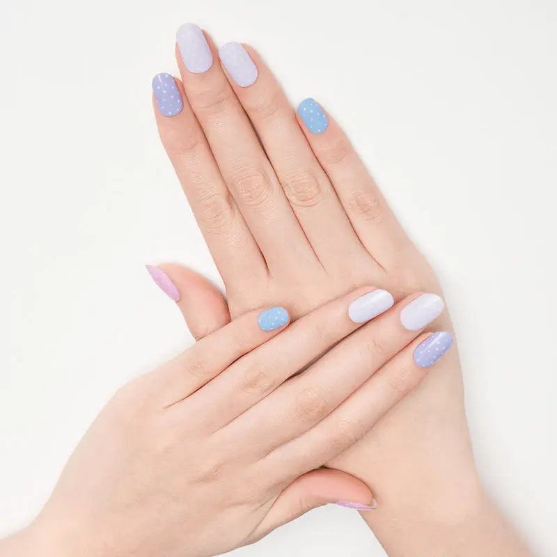 Wholesale Semi Cured Gel Nails Custom Nail Designs Supplier, Multicolor Mini Polka Dots HUIZI