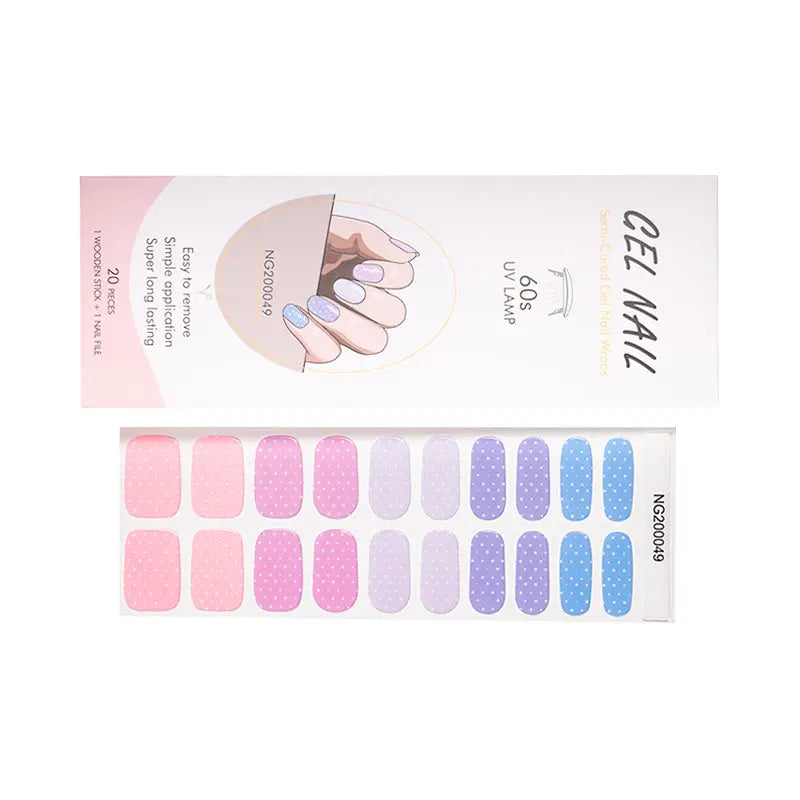 Wholesale Semi Cured Gel Nails Custom Nail Designs Supplier, Multicolor Mini Polka Dots HUIZI