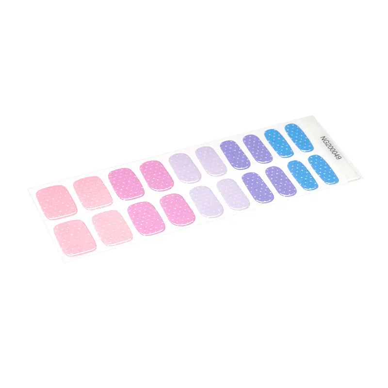 Wholesale Semi Cured Gel Nails Custom Nail Designs Supplier, Multicolor Mini Polka Dots HUIZI