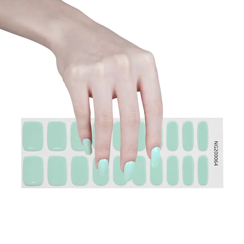 Wholesale Semi Cured Gel Nails, Custom Design Nail Wraps, Solid Mint Green-HUIZI-HUIZI Nails manufacturer