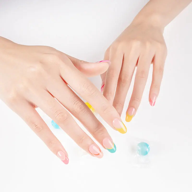 Wholesale Semi Cured Gel Nails, Custom Nail Wraps, French Nail, Multicolor-HUIZI-HUIZI Nails manufacturer