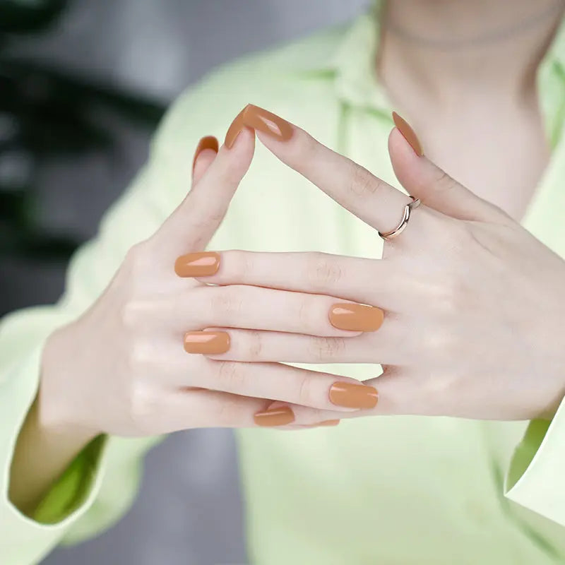 Wholesale & Custom Solid Color Nails Fall Nail Ideas, Orange HUIZI