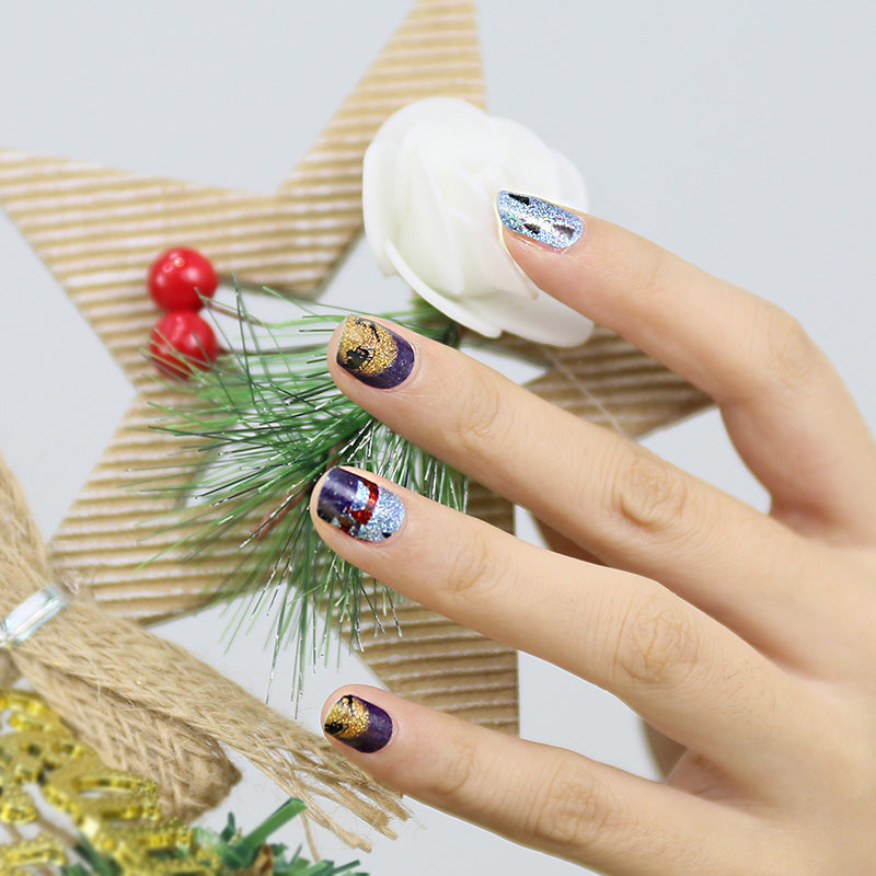 Wholesale Glitter Nails, Christmas Nail Designs, Snowy Night HUIZI