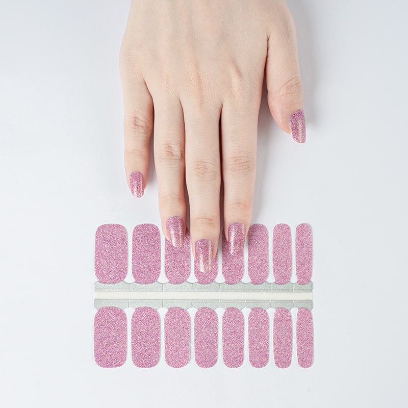 Custom Nail Wraps Bulk Nail Wraps Holo Nails, Glitter Pink HUIZI