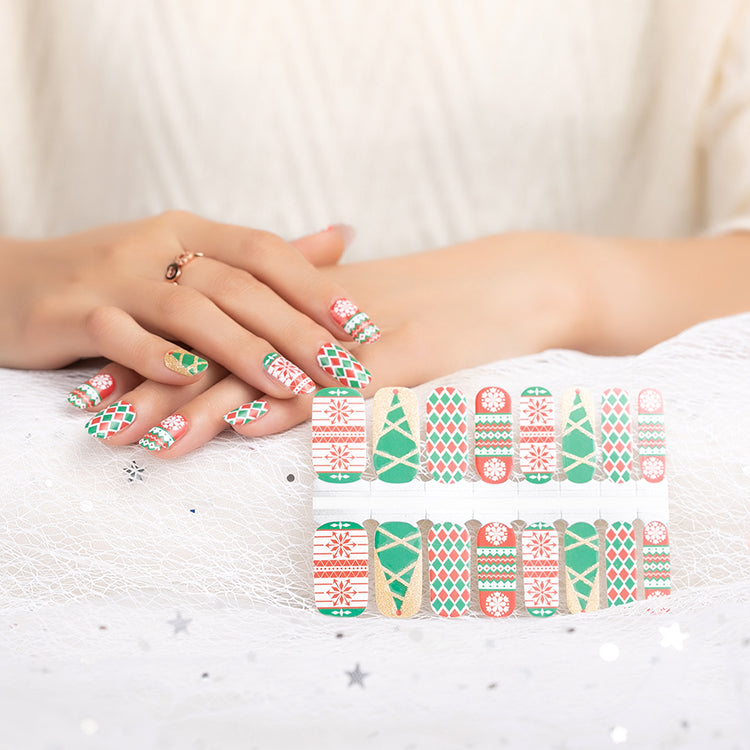 Custom Glitter Nails, White Classy Christmas Nails HUIZI