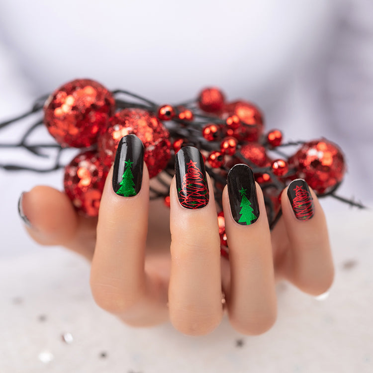 Wholesale & ODM Art Design Nails, Red Black Christmas Designs HUIZI