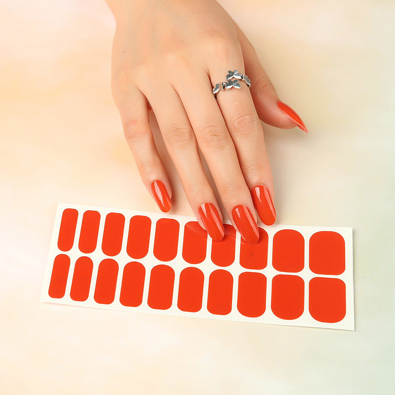 Nail Stickers Wholesale Custom Nail Designs, Solid, Red Orange HUIZI