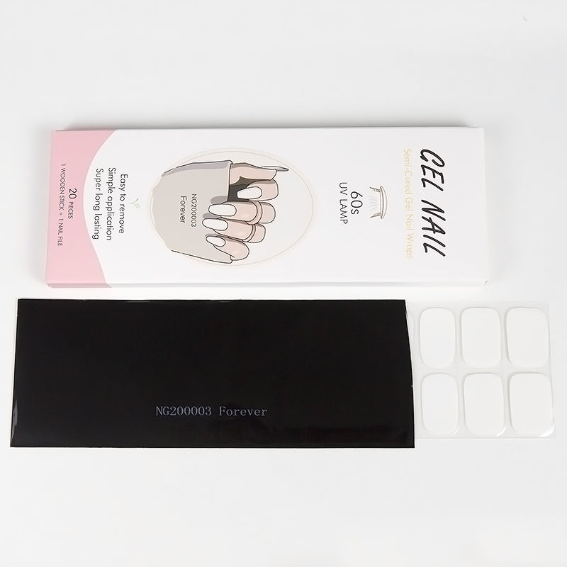 Nail Wraps Wholesale Semi Cured Gel Nails Solid Color Nails, Solid Pure White HUIZI