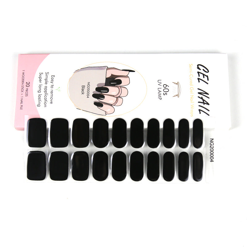 Custom Nail Wraps Gel Nail Wraps Solid Color Nails, Solid Night Black HUIZI