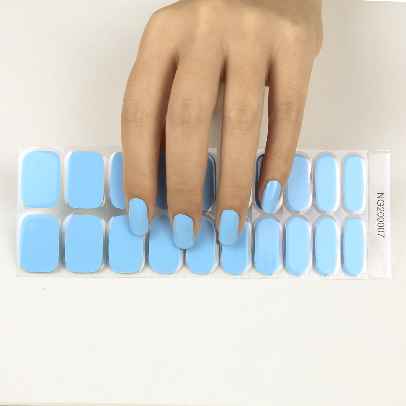 Nail Stickers Bulk Semi Cured Gel Nail Wraps Solid Color Nails, Solid, Sky Blue HUIZI