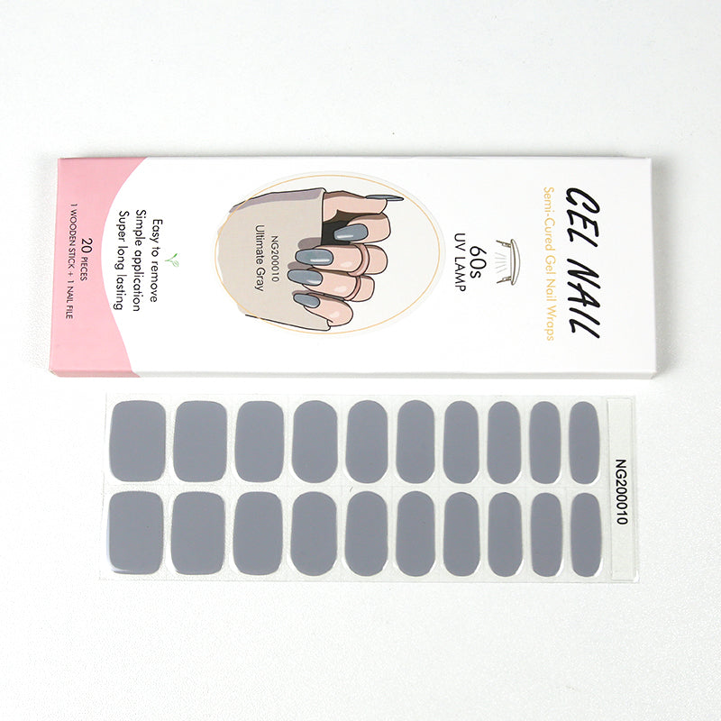 Wholesale Nail Stickers Gel Nail Wraps Solid Color Nails, Solid, Grey HUIZI