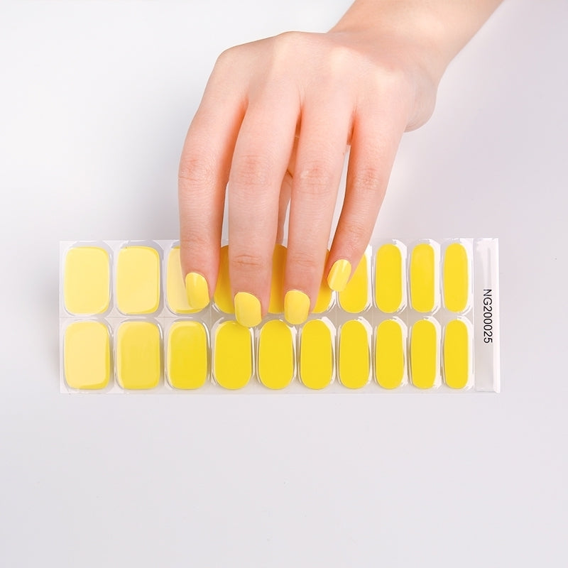 Wholesale Semi Cured Gel Nails Custom Design Nail Wraps, Solid, Lemon Yellow HUIZI